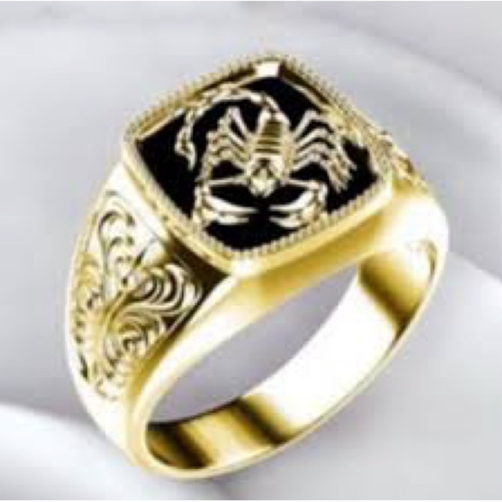 Gold plated Gold and Black Scorpion Ring men’s size 13